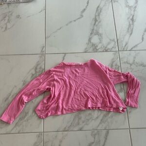 Pink Women's Lightweight Long-Sleeve Crop Top